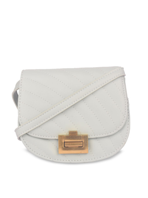 

Bagkok Grey Textured PU Half Moon Sling Bag with Quilted