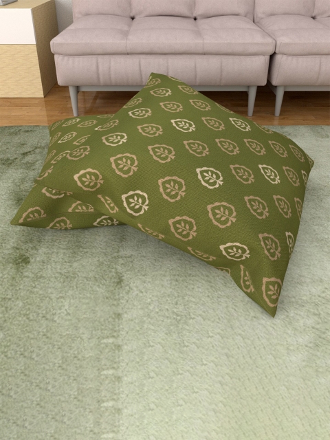 

Home Centre Green & Cream-Coloured Set of 2 Ethnic Motifs Square Cotton Cushion Covers