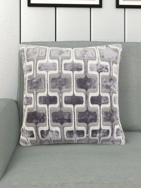 

Home Centre Grey & White Textured Velvet Square Cushion Covers