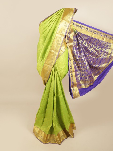 

Pothys Green & Blue Woven Design Zari Pure Silk Kanjeevaram Saree