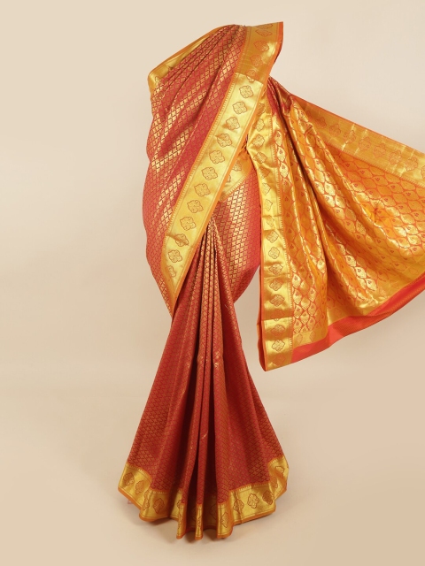 

Pothys Red & Gold-Toned Woven Design Pure Silk Kanjeevaram Saree