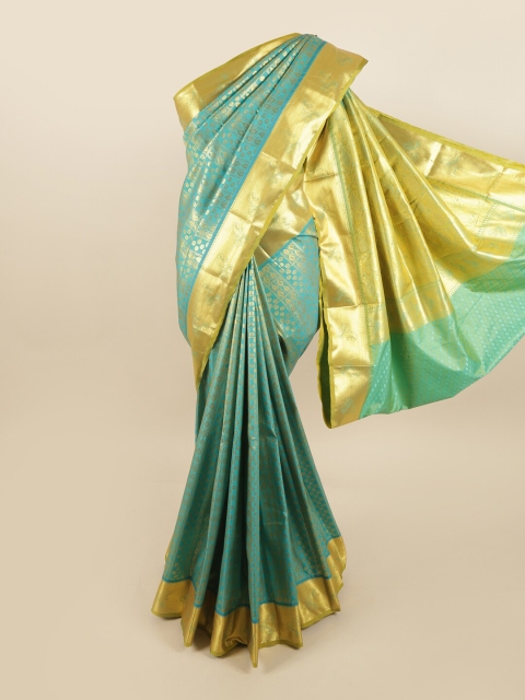 

Pothys Green & Yellow Woven Design Pure Silk Kanjeevaram Saree