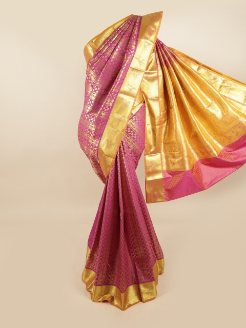 

Pothys Purple & Gold-Toned Woven Design Pure Silk Kanjeevaram Saree