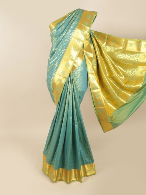 

Pothys Blue & Gold-Coloured Ethnic Motifs Zari Pure Silk Kanjeevaram Saree