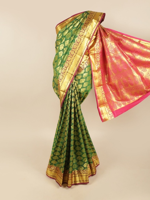 

Pothys Green & Pink Woven Design Zari Pure Silk Kanjeevaram Saree