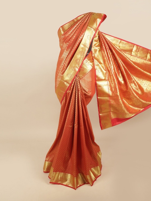 

Pothys Red & Gold-Toned Woven Design Pure Silk Kanjeevaram Saree