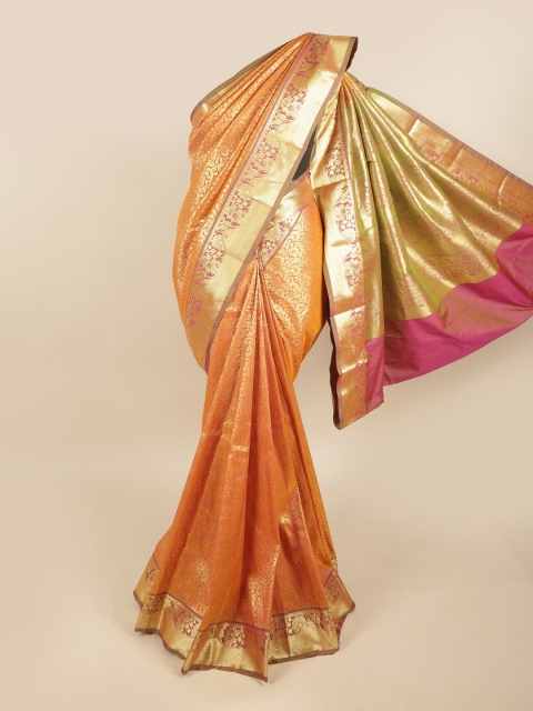 

Pothys Pink & Orange Woven Design Pure Silk Kanjeevaram Saree