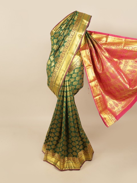 

Pothys Green & Pink Woven Design Pure Silk Kanjeevaram Saree