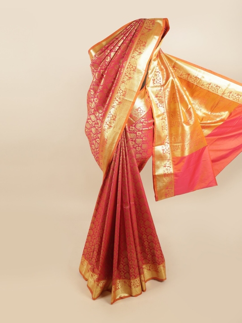 

Pothys Pink & Gold-Toned Woven Design Pure Silk Kanjeevaram Saree