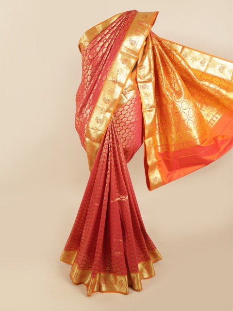

Pothys Red & Gold-Toned Woven Design Pure Silk Kanjeevaram Saree