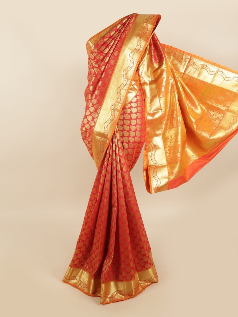 

Pothys Red & Gold-Toned Woven Design Pure Silk Kanjeevaram Saree
