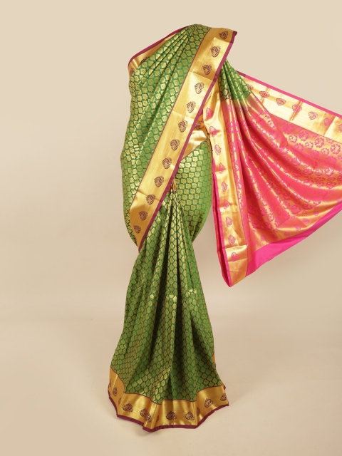 

Pothys Green & Pink Woven Design Zari Pure Silk Kanjeevaram Saree