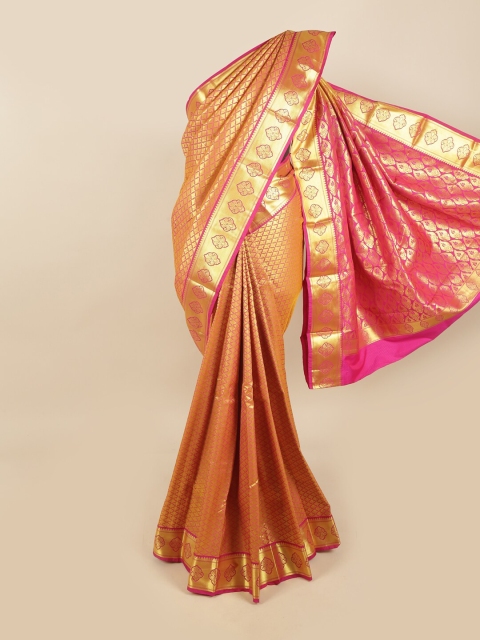 

Pothys Pink & Gold-Toned Woven Design Pure Silk Kanjeevaram Saree