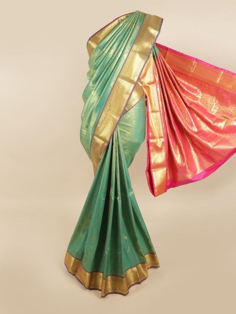 

Pothys Green & Pink Woven Design Zari Pure Silk Kanjeevaram Saree