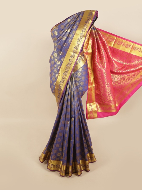 

Pothys Blue & Pink Woven Design Zari Pure Silk Kanjeevaram Saree