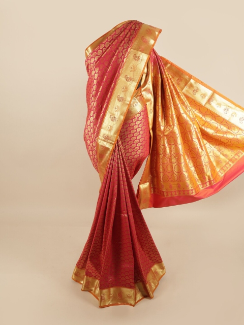 

Pothys Pink & Orange Woven Design Zari Pure Silk Kanjeevaram Saree