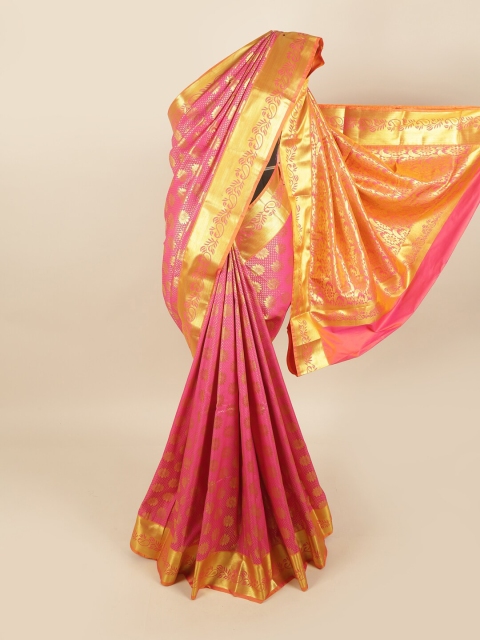 

Pothys Pink & Gold-Toned Woven Design Pure Silk Kanjeevaram Saree