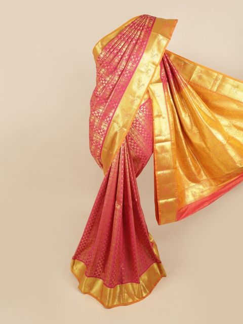 

Pothys Pink & Gold-Toned Woven Design Pure Silk Kanjeevaram Saree