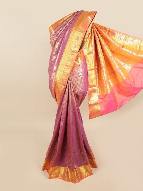 

Pothys Lavender & Pink Woven Design Pure Silk Kanjeevaram Saree