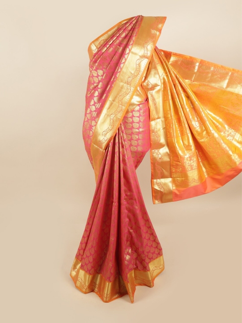 

Pothys Pink & Orange Woven Design Zari Pure Silk Kanjeevaram Saree