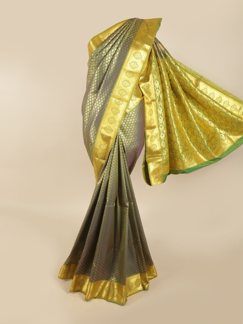 

Pothys Green & Gold-Toned Woven Design Pure Silk Kanjeevaram Saree