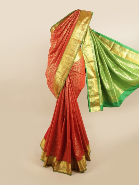 

Pothys Red & Green Woven Design Pure Silk Kanjeevaram Saree