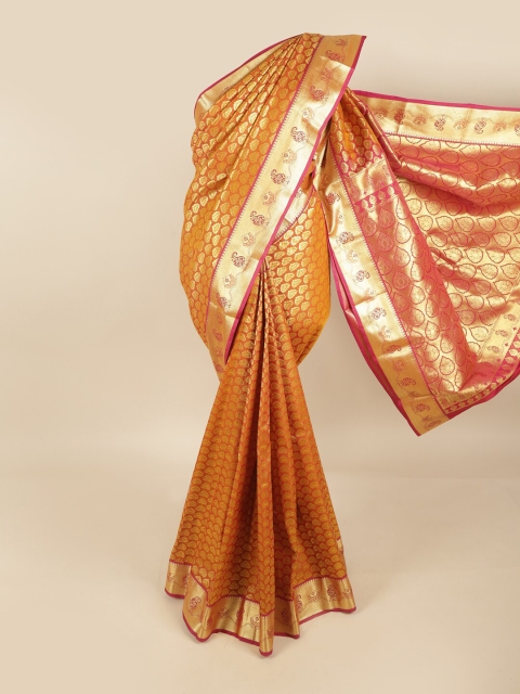 

Pothys Rust & Pink Woven Design Pure Silk Kanjeevaram Saree