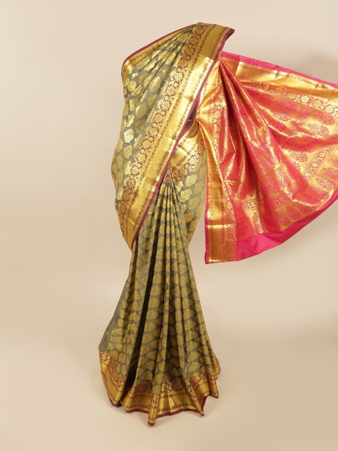 

Pothys Grey & Pink Woven Design Pure Silk Kanjeevaram Saree