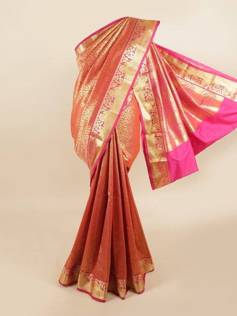 

Pothys Pink & Gold-Toned Woven Design Pure Silk Kanjeevaram Saree