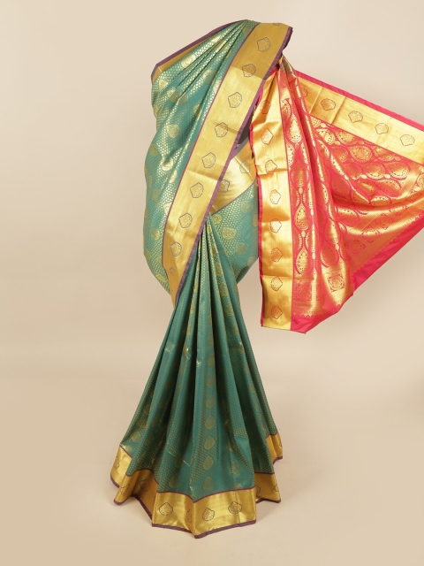 

Pothys Green & Pink Woven Design Zari Pure Silk Kanjeevaram Saree