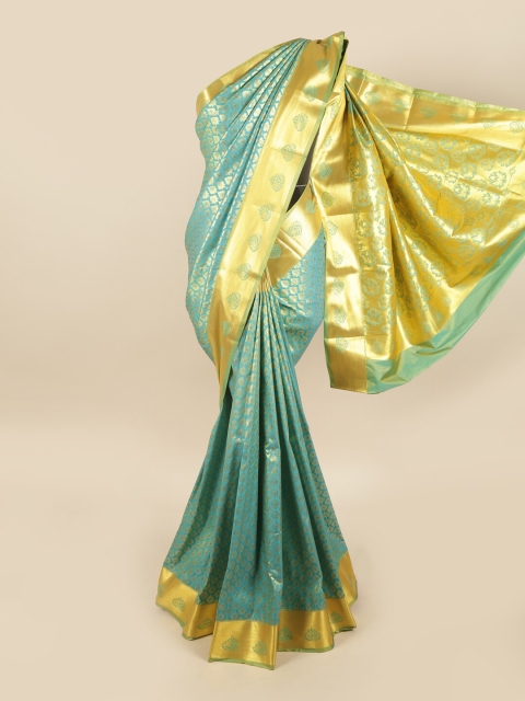 

Pothys Blue & Yellow Ethnic Motifs Kanjeevaram Pure Silk Saree