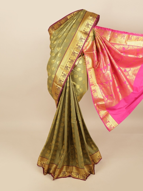 

Pothys Grey & Pink Woven Design Pure Silk Kanjeevaram Saree