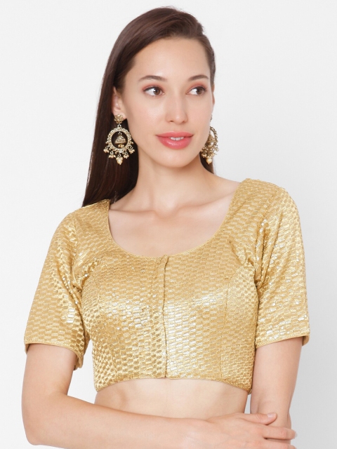 

SALWAR STUDIO Women Gold Embellished Readymade Saree Blouse