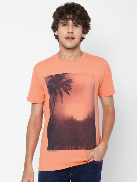 

Allen Solly Men Orange Printed Pockets T-shirt