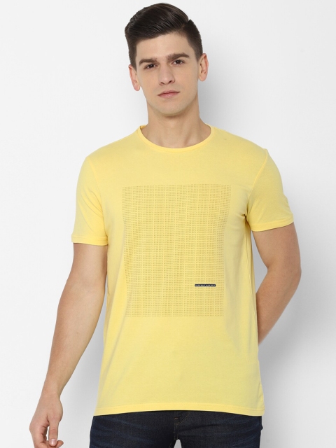 

Allen Solly Men Yellow Brand Logo Printed Cotton T-shirt