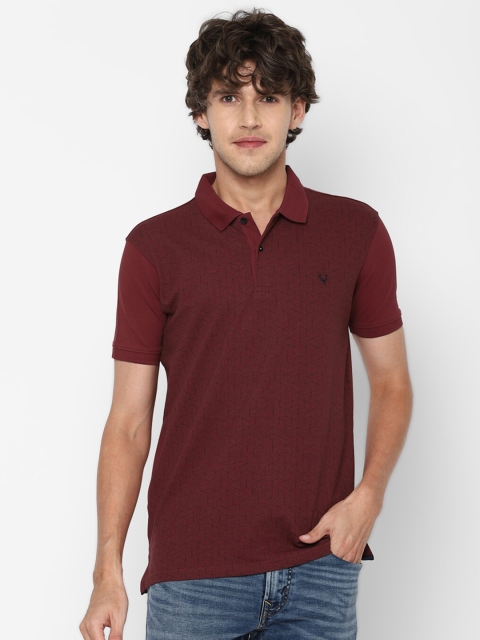

Allen Solly Men Maroon Printed Polo Collar Pure Cotton T-shirt
