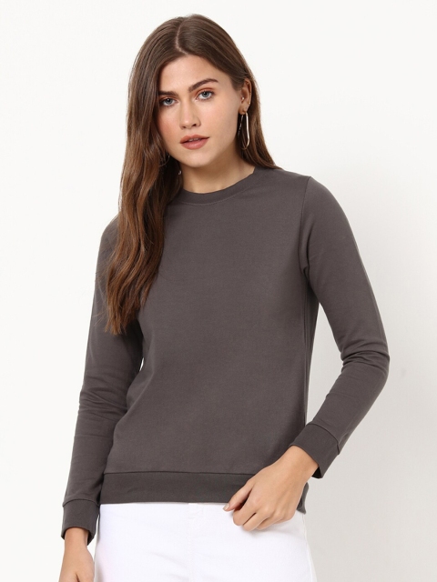 

Bewakoof Women Grey Fleece Pullover Sweater