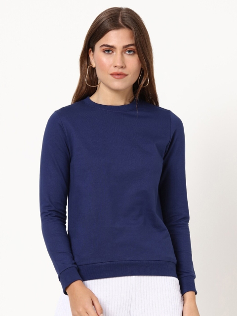 

Bewakoof Women Blue Long Sleeves Fleece Pullover
