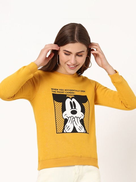 

Bewakoof Women Yellow & Black Mickey Mouse Printed Pullover