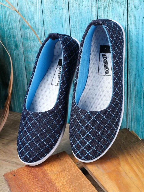 

FABBMATE Women Blue Printed Ballerinas Flats