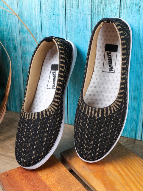 

FABBMATE Women Black Printed Ballerinas Flats