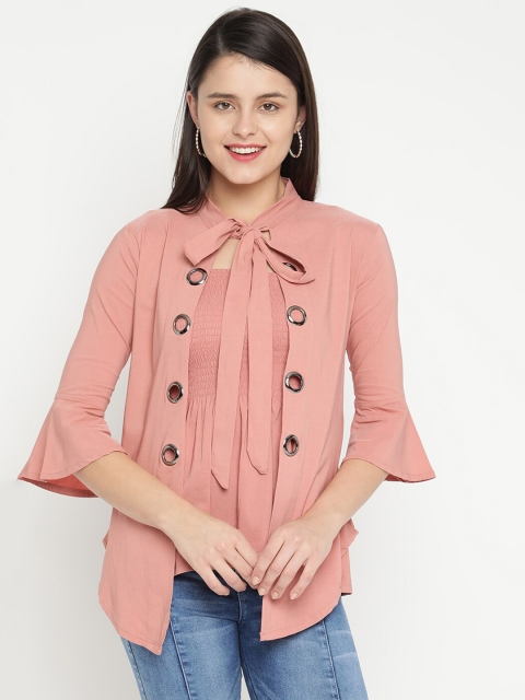 

V2 Value & Variety Peach-Coloured Styled Back Top