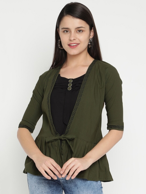 

V2 Value & Variety Green Peplum Top