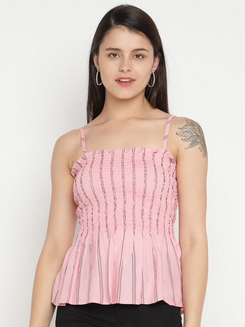 

V2 Value & Variety Pink Layered Smocked Peplum Top with Jacket