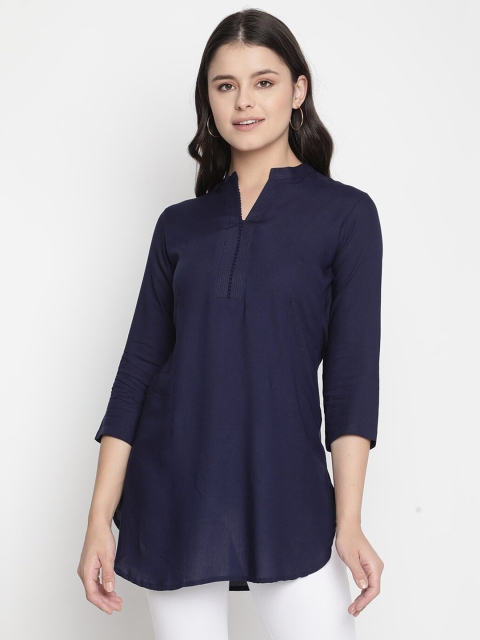

V2 Value & Variety Navy Blue Solid Longline Top
