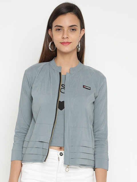 

V2 Value & Variety Grey Mandarin Collar Regular Top