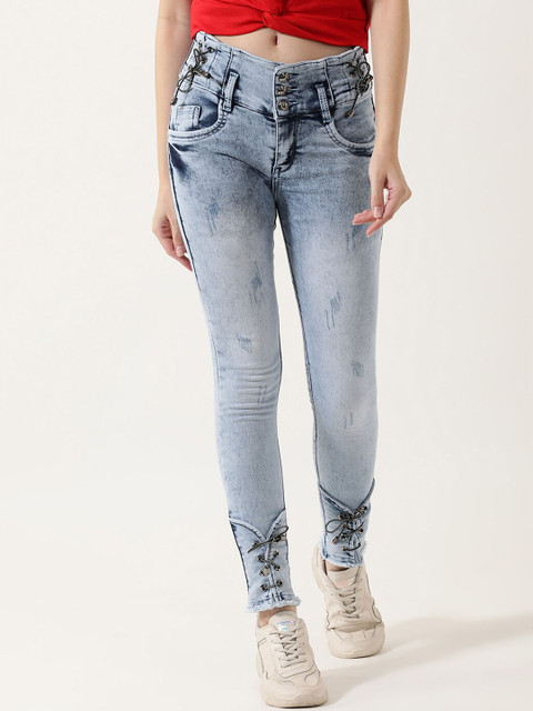 

V2 Value & Variety Women Blue Slim Fit Low Distress Heavy Fade Jeans