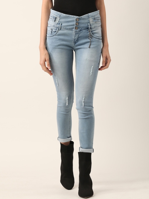 

V2 Value & Variety Women Blue Slim Fit Low Distressed Light Fade Jeans