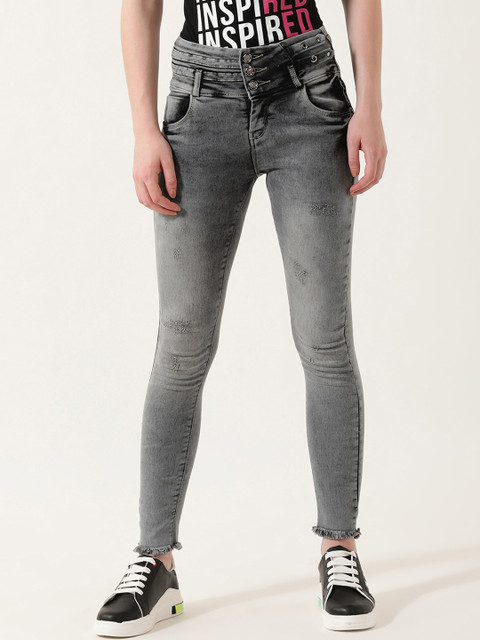 

V2 Value & Variety Women Grey Slim Fit Low Distress Heavy Fade Jeans