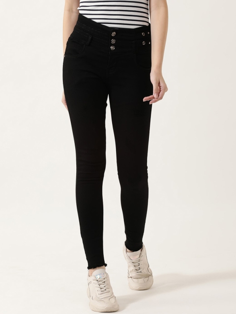 

V2 Value & Variety Women Black Solid High-Rise Slim Fit Jeans